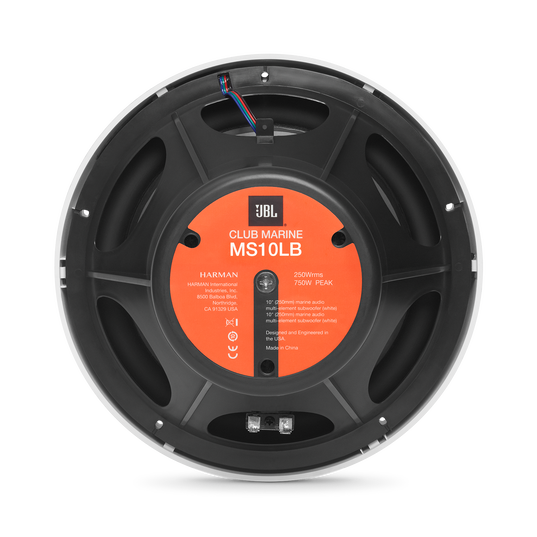Club Marine MS10LB - Black Matte - Club Marine MS10LB&mdash;10" (250mm) marine audio multi-element subwoofer with RGB lighting &ndash; Black - Back