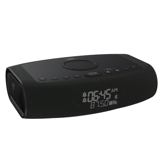 JBL Rise - Black - Bluetooth clock radio speaker with FM - Hero