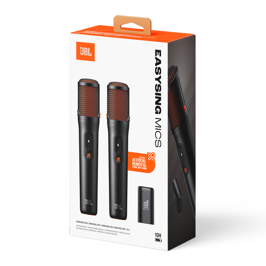 JBL EasySing Mics - Black - Two wireless AI-powered microphones with real-time vocal removal - Detailshot 6
