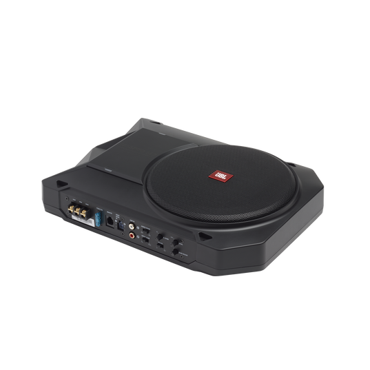 BassPro SL2 - Black - Add high-performance bass with a low-profile woofer enclosure - Self-Powered, 8" (200mm) low-profile  under seat subwoofer system - Hero