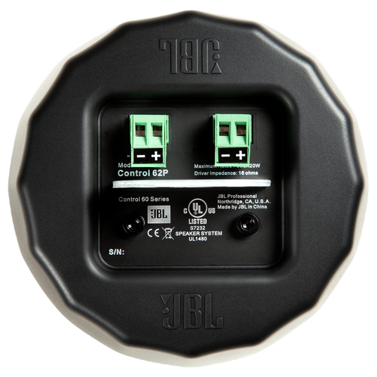JBL Control 62P - Black - Ultra-Compact Mid-High Satellite Pendant Speaker - Back