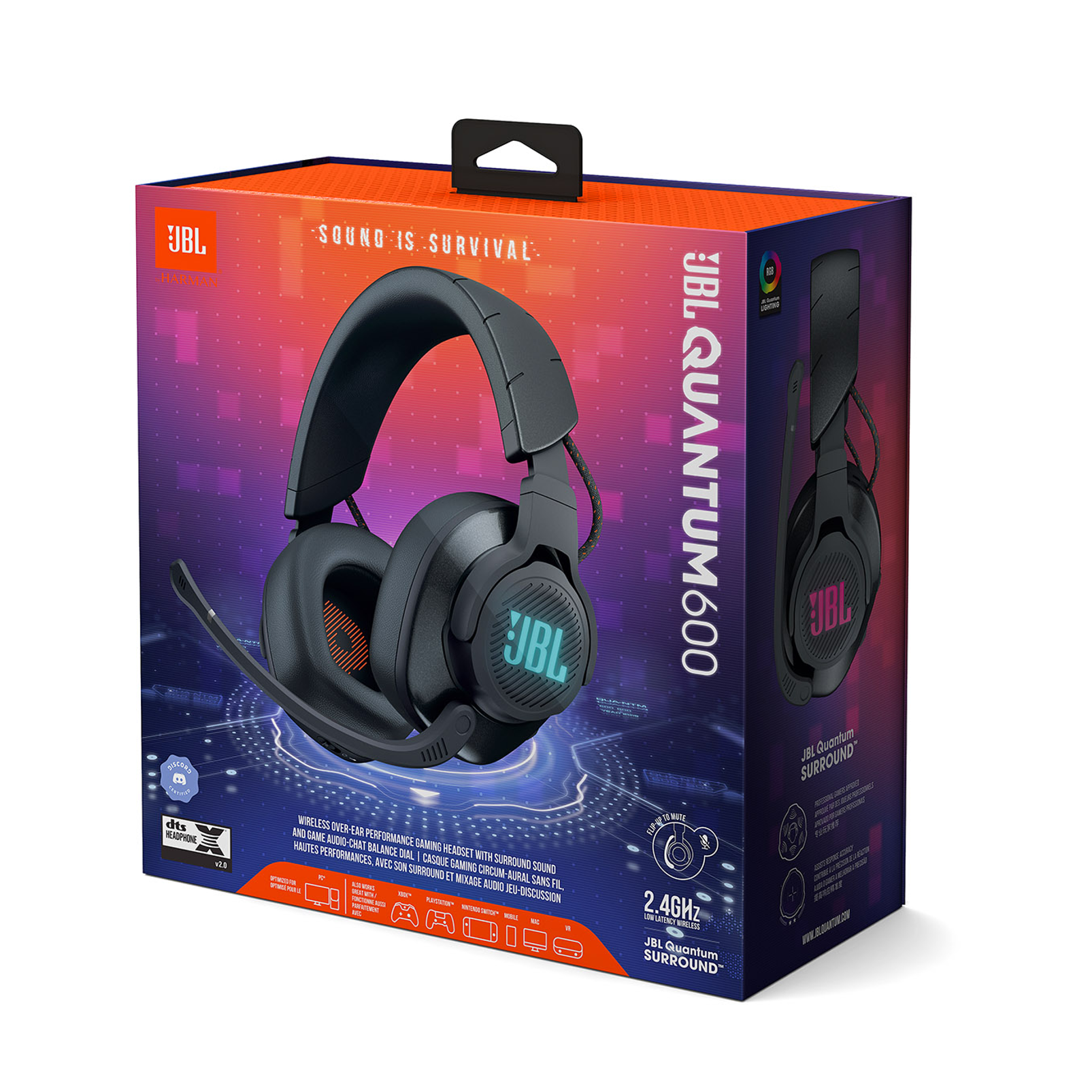 JBL Quantum 600 | Headset gaming PC over-ear nirkabel berperforma tinggi  dengan fitur surround sound dan tombol game-chat balance