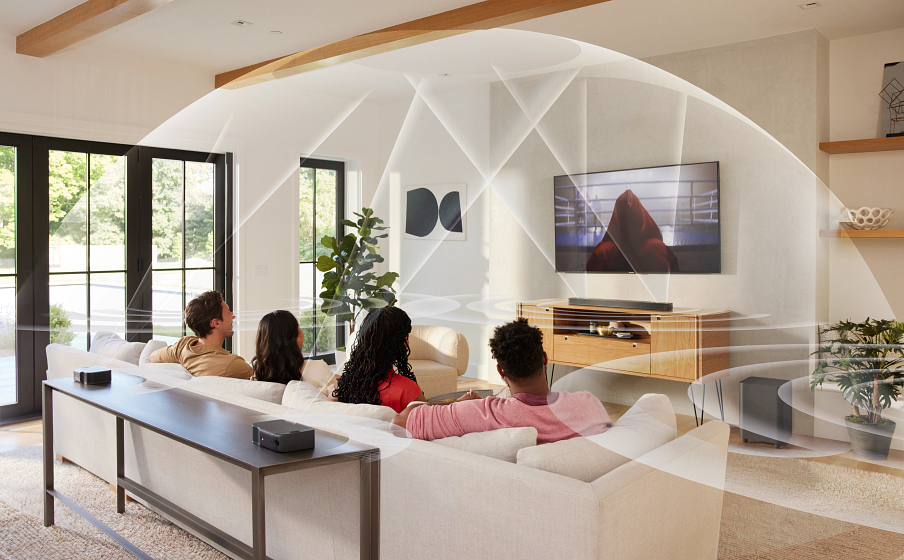 Suara surround Dolby Atmos&reg;, DTS:X, dan MultiBeam&trade; yang Sesungguhnya